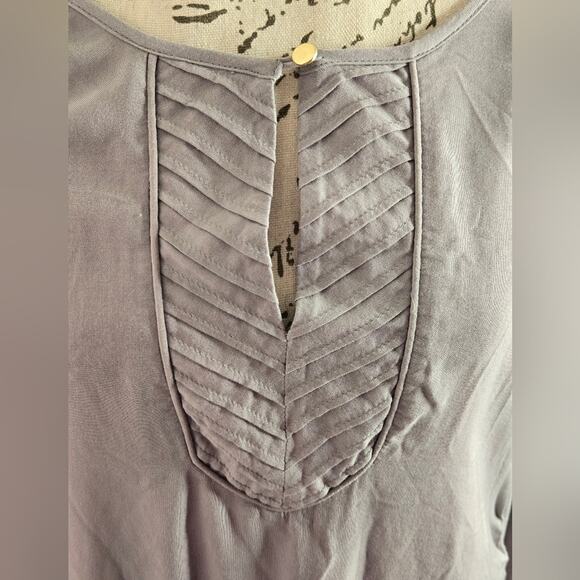 NWT SPENSE Womens Longsleeve Grey Blouse Keyhole Patterned Panel Front Size S - Picture 8 of 11